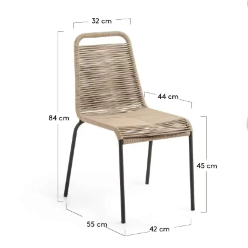 Kave Home Lambton Stackable Chair – Brown Rope and Black Steel Finish - Image 10