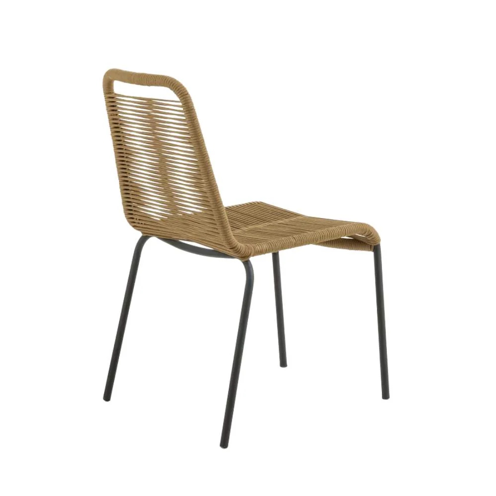 Kave Home Lambton Stackable Chair – Brown Rope and Black Steel Finish - Image 3