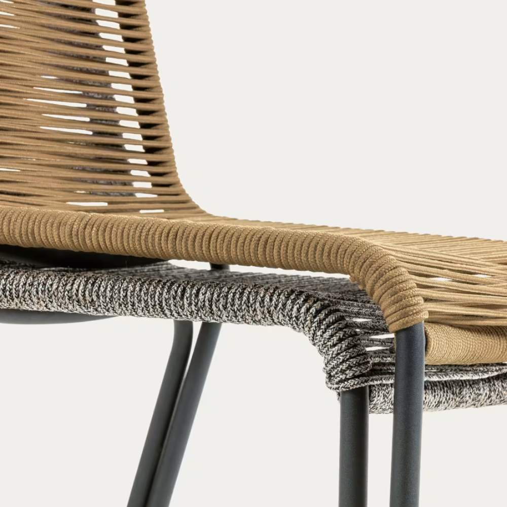 Kave Home Lambton Stackable Chair – Brown Rope and Black Steel Finish - Image 5