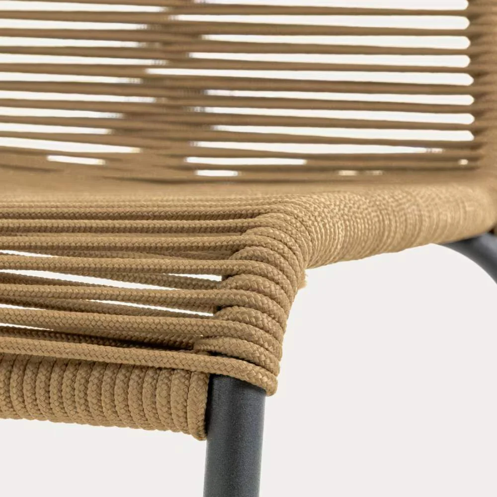 Kave Home Lambton Stackable Chair – Brown Rope and Black Steel Finish - Image 6