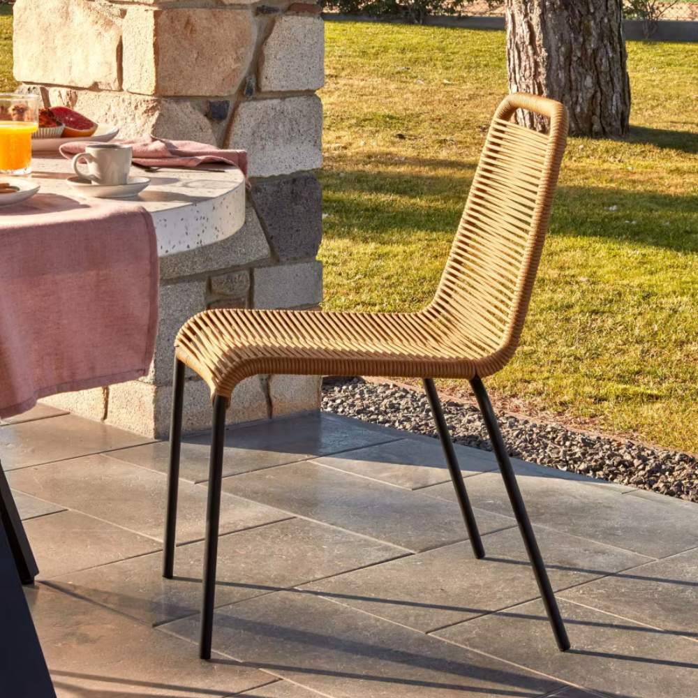 Kave Home Lambton Stackable Chair – Brown Rope and Black Steel Finish - Image 8