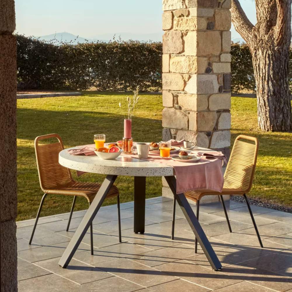 Kave Home Lambton Stackable Chair – Brown Rope and Black Steel Finish - Image 9