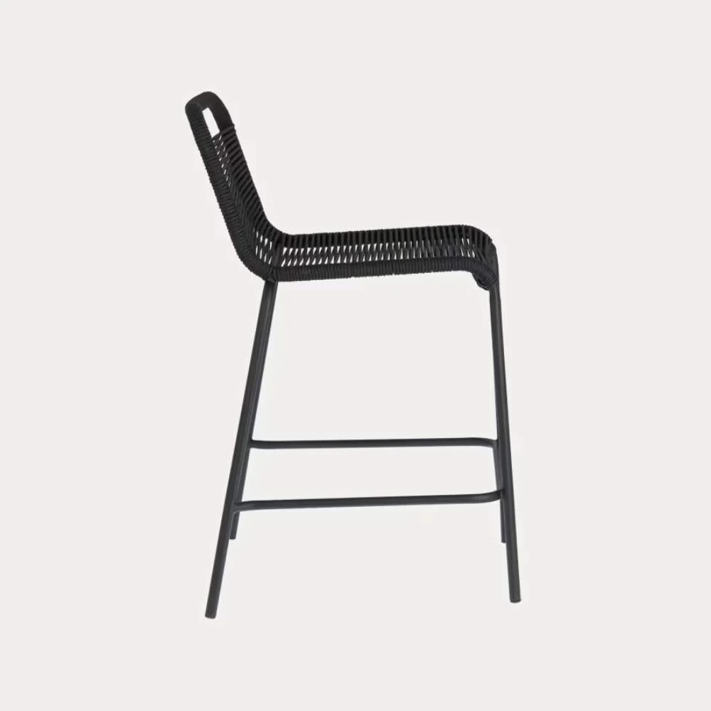 Kave Home Lambton Stackable Stool – 62 cm, Black Rope & Black Steel Finish - Image 3
