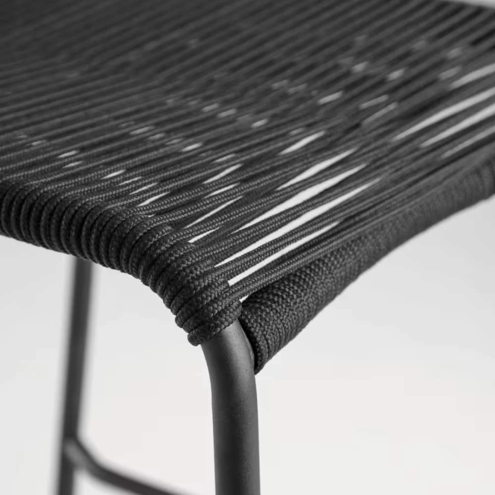 Kave Home Lambton Stackable Stool – 62 cm, Black Rope & Black Steel Finish - Image 6