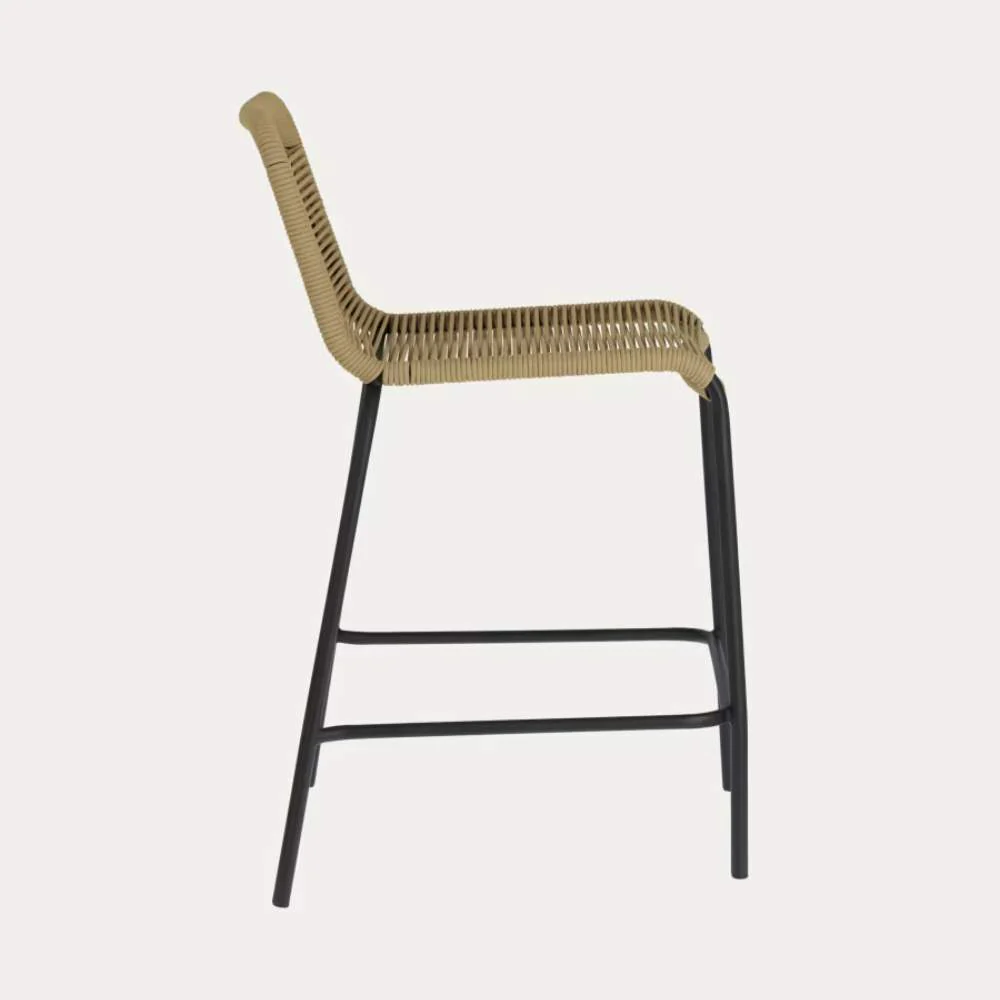 Kave Home Lambton Stackable Stool in Brown Rope and Black Finish Steel, 62 cm - Image 3