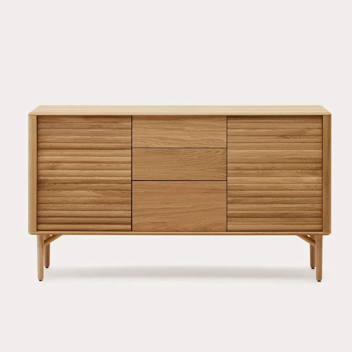 Kave Home Lenon Oak Wood And Veneer Sideboard With 2 Doors & 3 Drawers