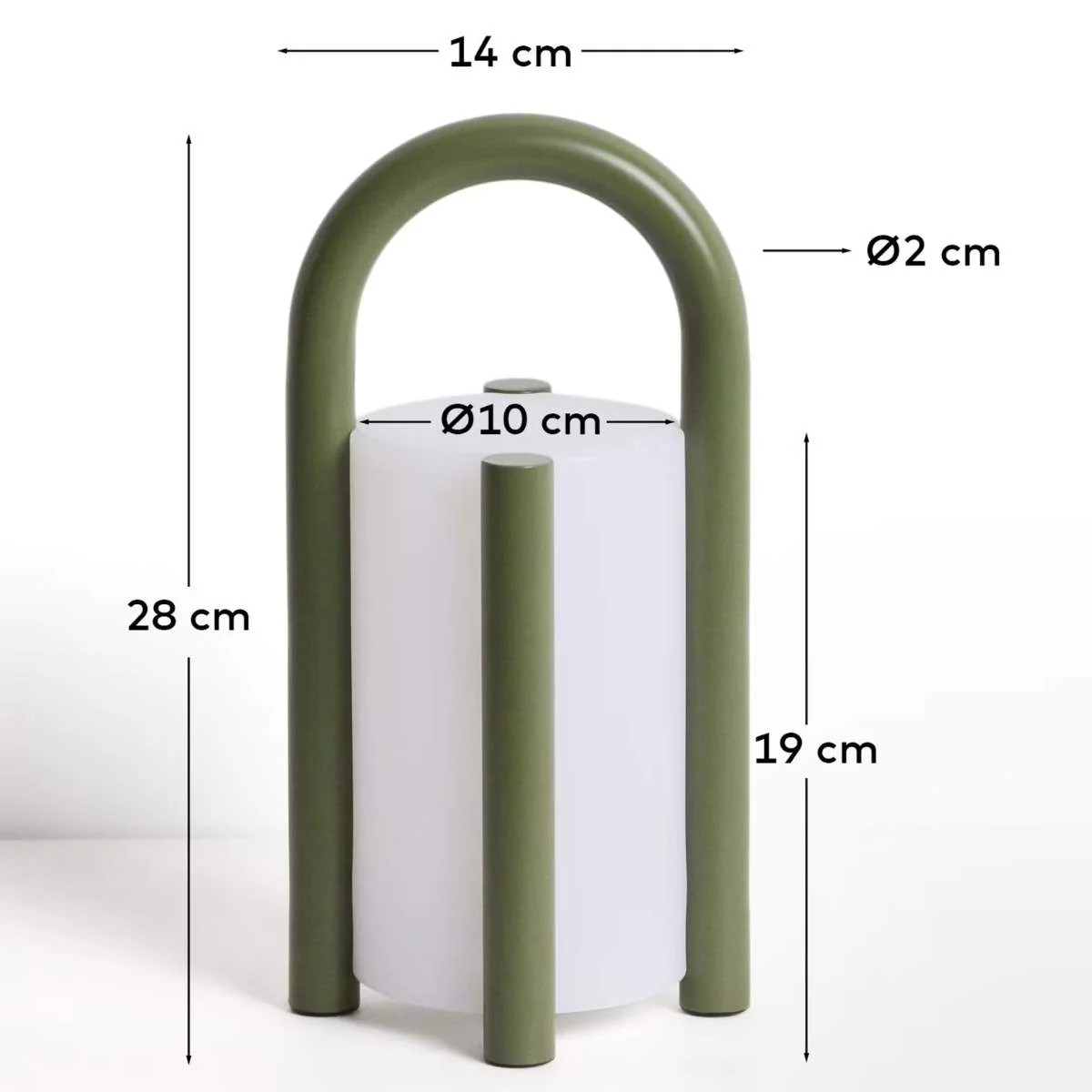 Kave Home Leros small portable table lamp in green polyethylene and steel - Image 7