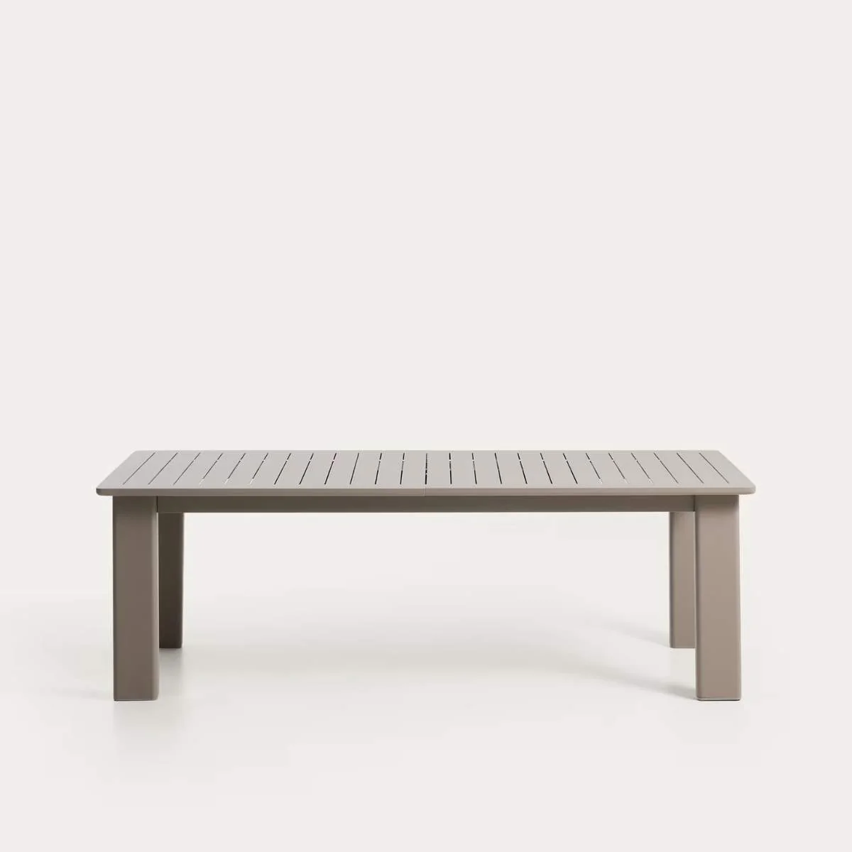 Kave Home Livorno extendable table in taupe aluminium 233(350) x 100 cm