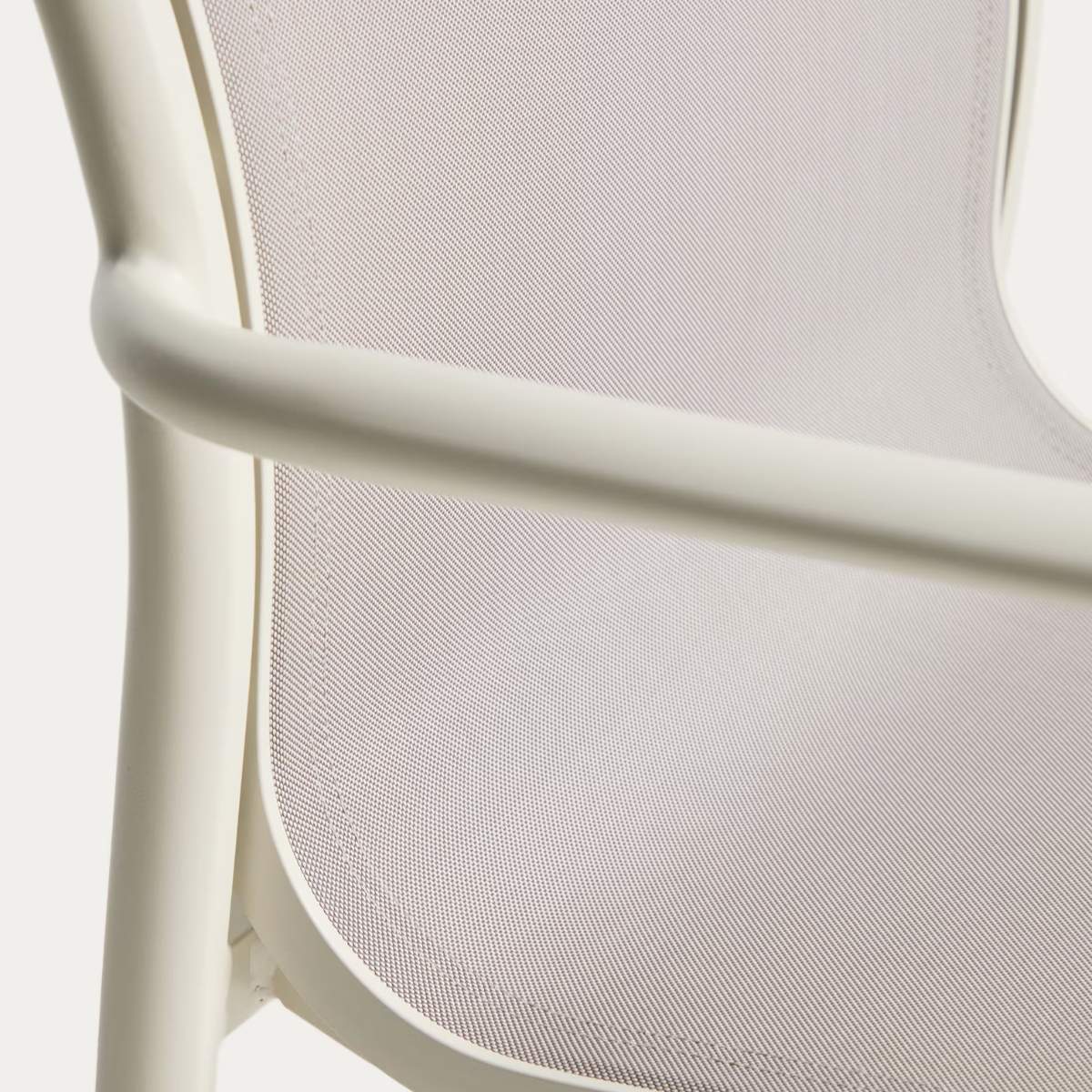Kave Home Luri stackable chair in ecru aluminium and beige texteline - Image 10