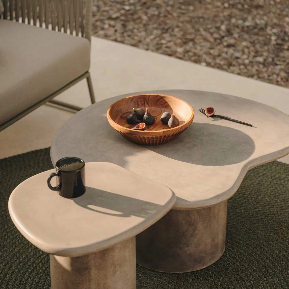 Kave Home Macarella coffee table in mustard concrete 83 x 77cm - Image 19