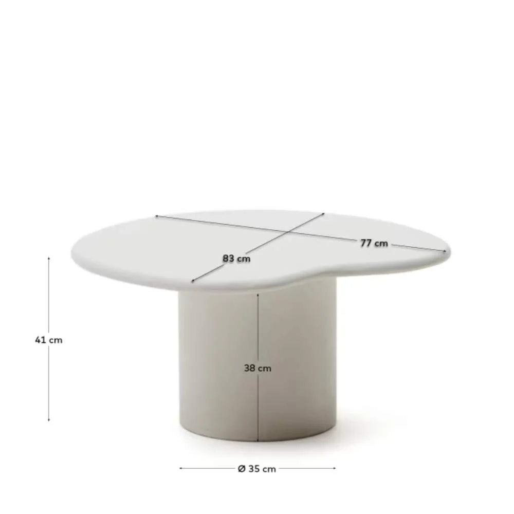 Kave Home Macarella White Cement Coffee Table, 83 x 77 cm - Image 7