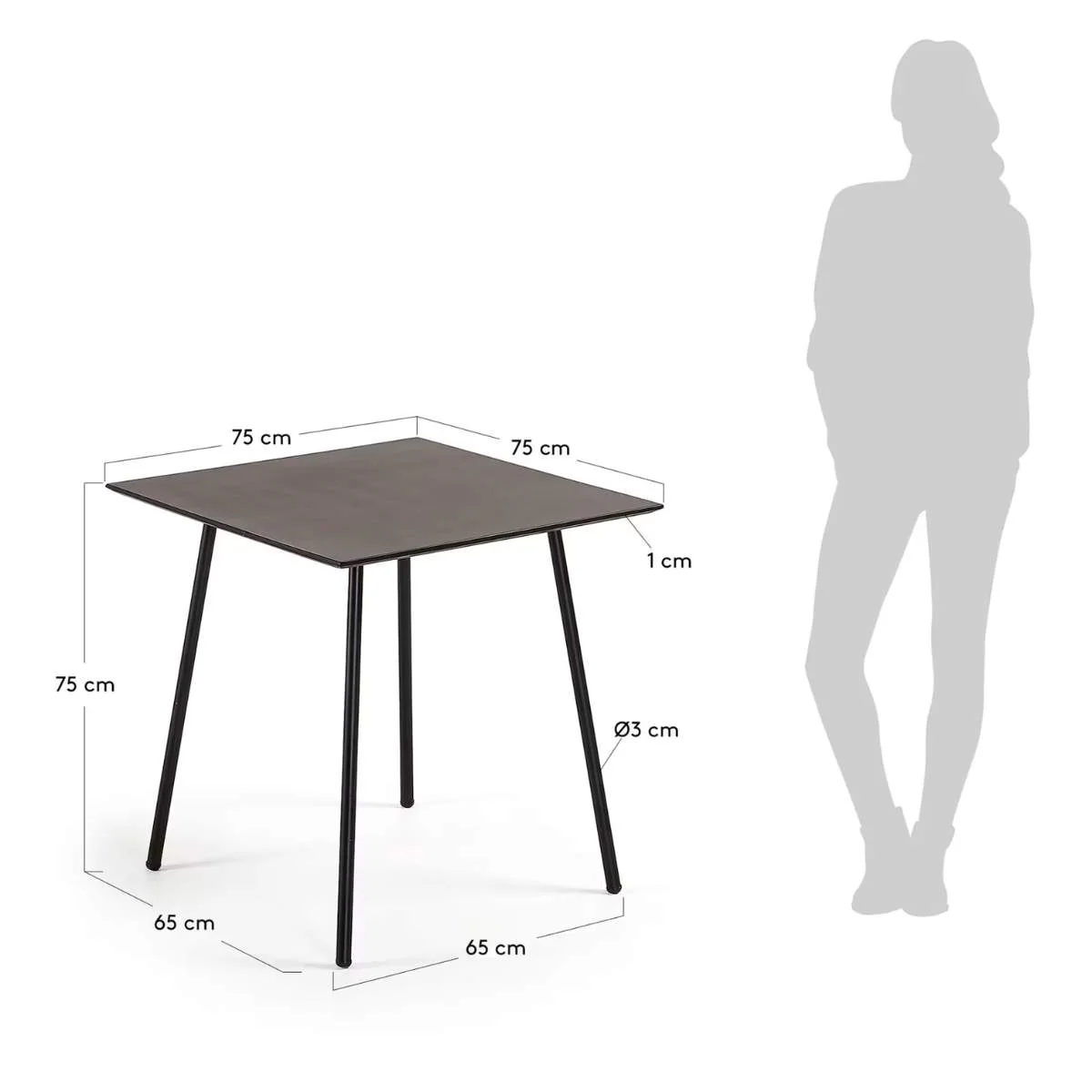 Kave Home Mathis cement fibre with steel legs with black finish 75 x 75 cm - Image 4