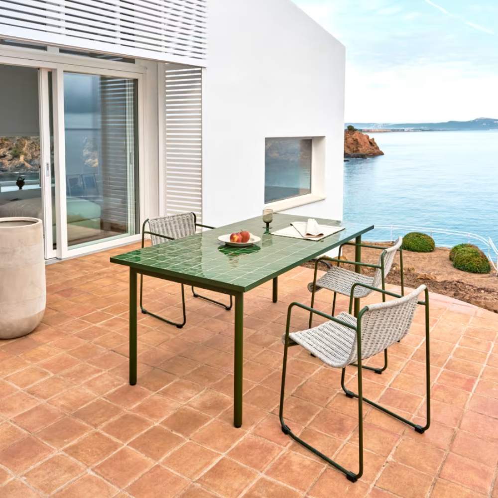 Kave Home Maurina Chair in Green Galvanised Steel with Ecru and Grey Rope Cord - Image 8