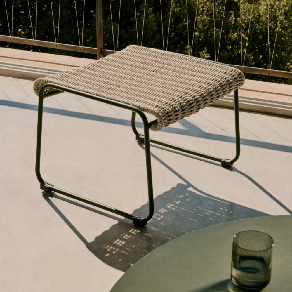 Kave Home Maurina Footrest – Green Galvanised Steel with Ecru and Grey Rope Cord, 58 x 52.5 cm - Image 8