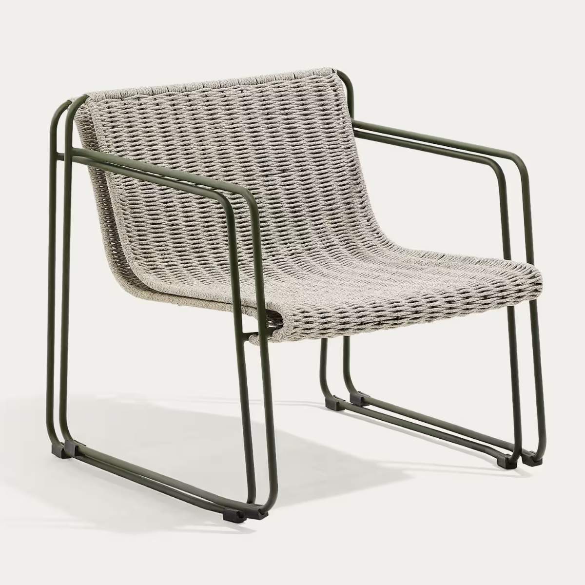 Kave Home Maurina stackable armchair in green galvanised steel and green rope cord - Image 11