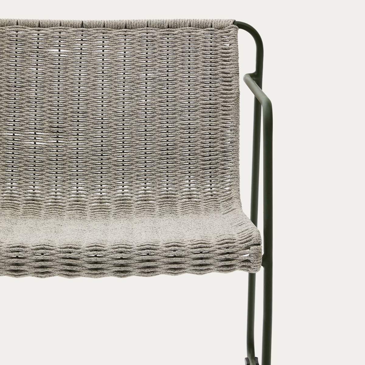 Kave Home Maurina stackable armchair in green galvanised steel and green rope cord - Image 12