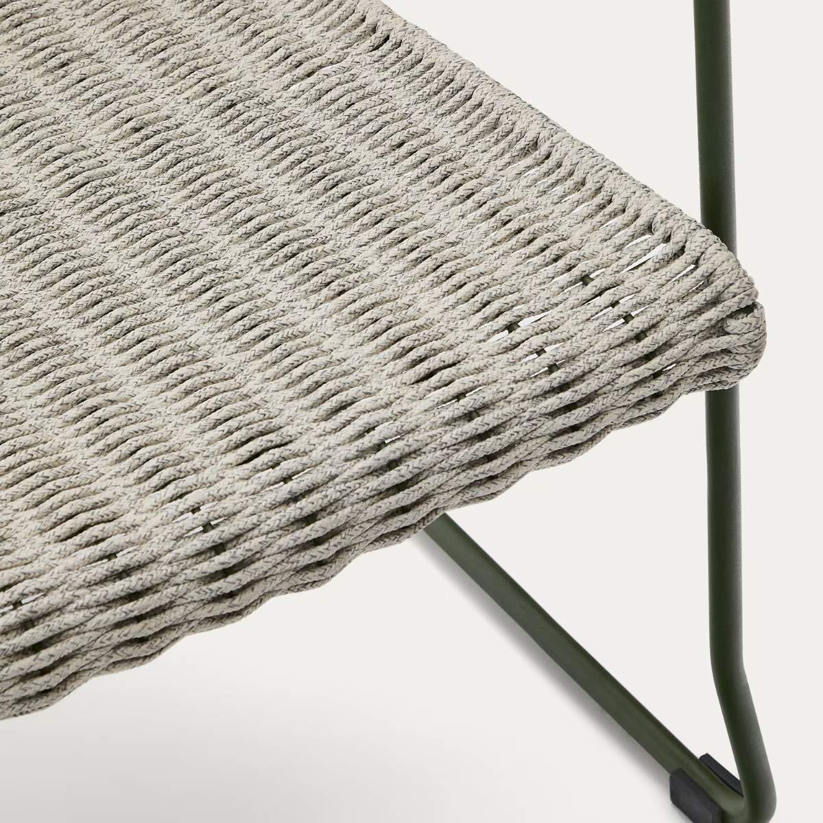 Kave Home Maurina stackable armchair in green galvanised steel and green rope cord - Image 13