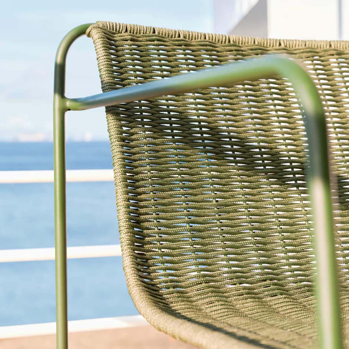 Kave Home Maurina stackable armchair in green galvanised steel and green rope cord - Image 16