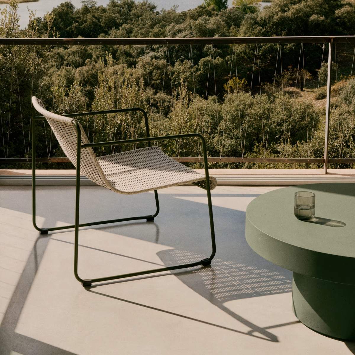 Kave Home Maurina stackable armchair in green galvanised steel and green rope cord - Image 19