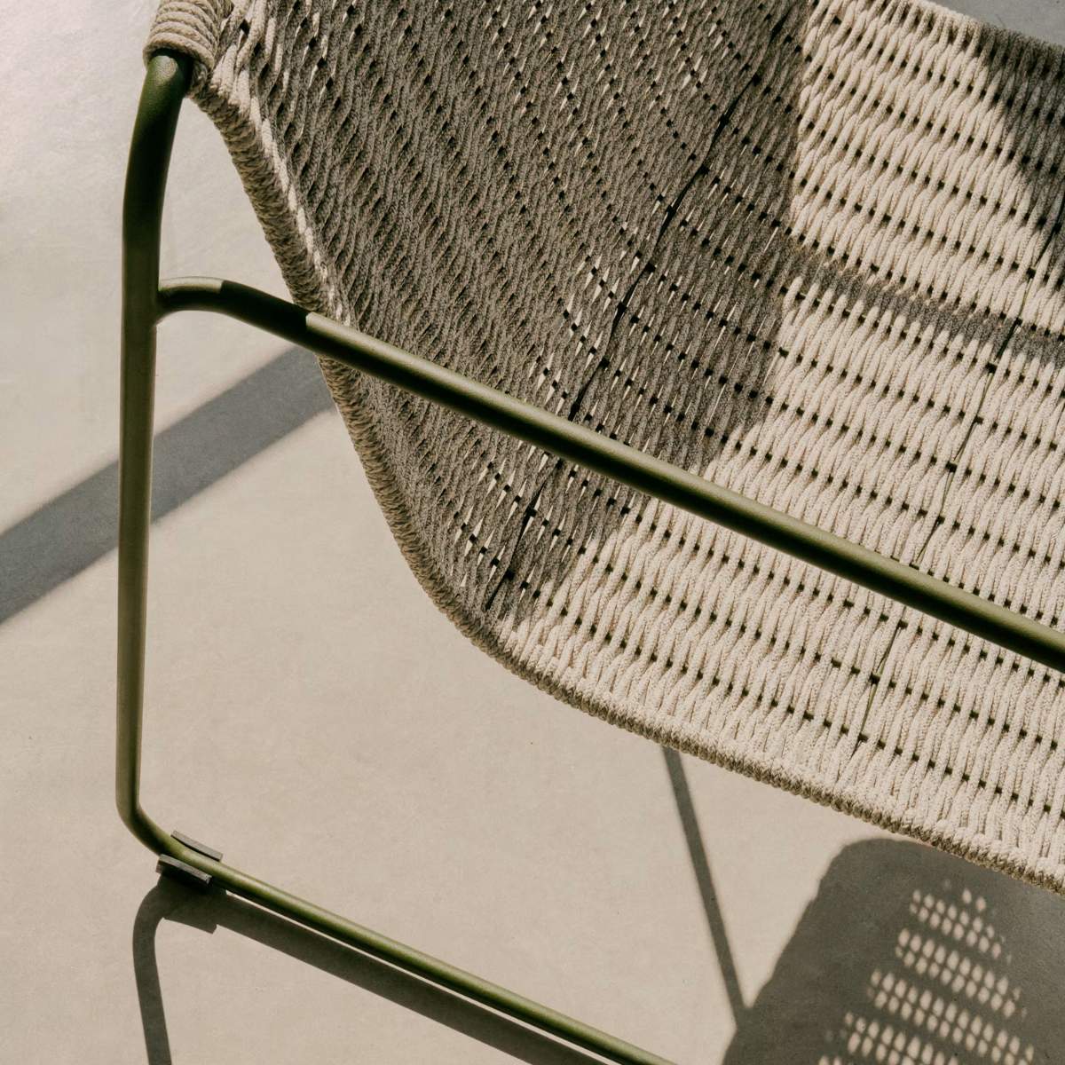 Kave Home Maurina stackable armchair in green galvanised steel and green rope cord - Image 20