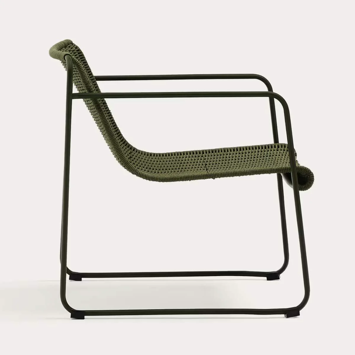 Kave Home Maurina stackable armchair in green galvanised steel and green rope cord - Image 3