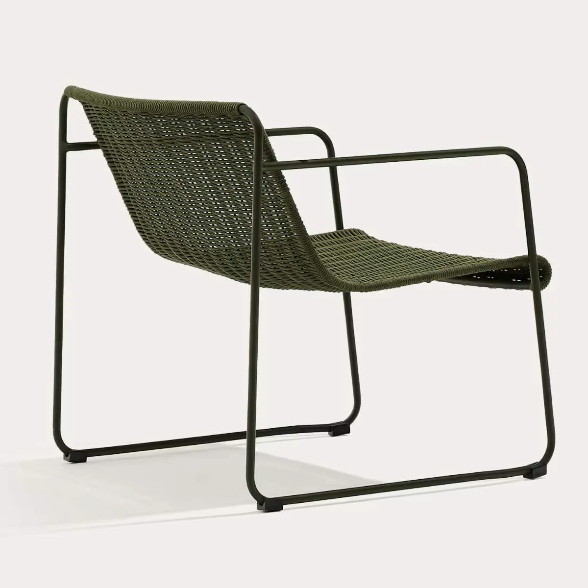 Kave Home Maurina stackable armchair in green galvanised steel and green rope cord - Image 4