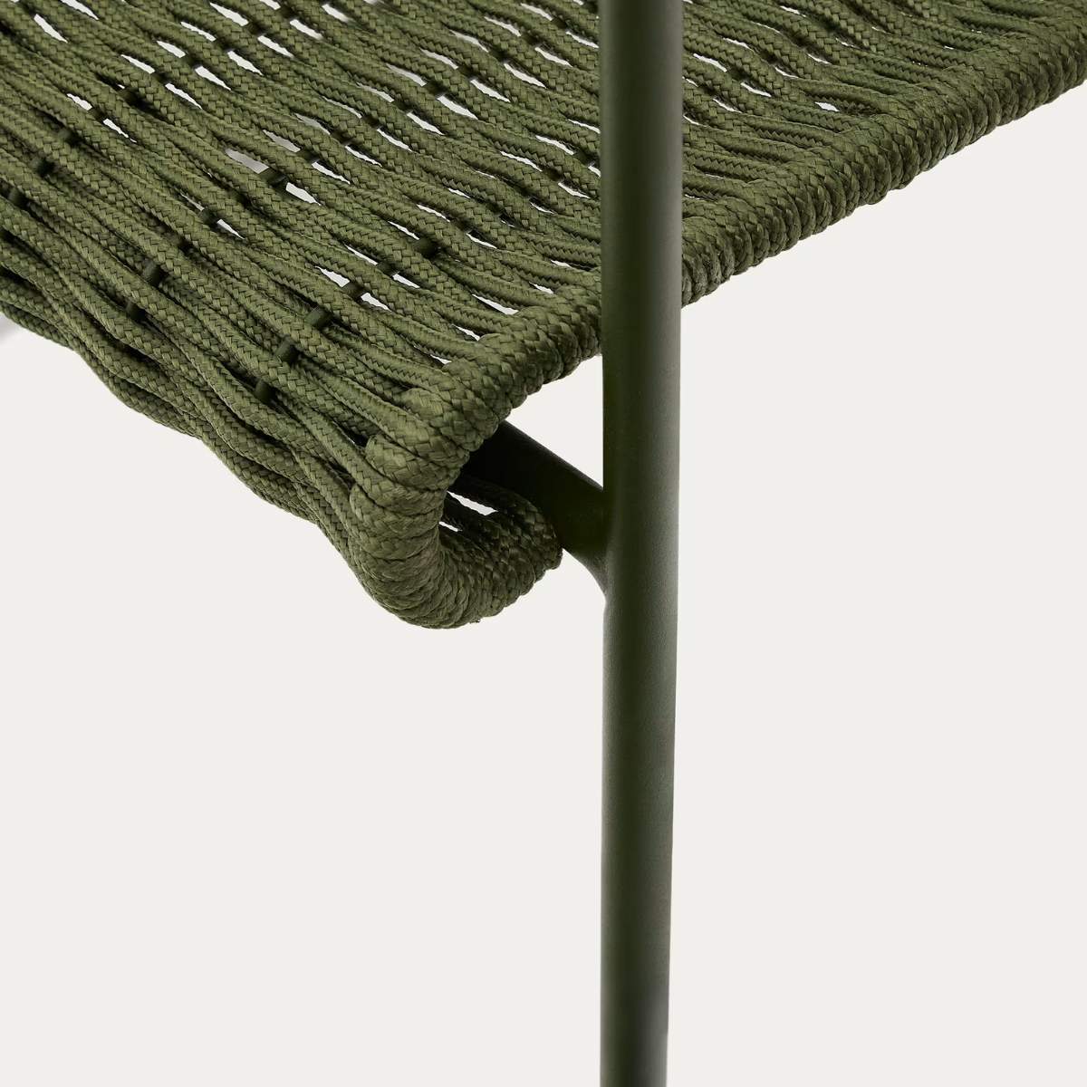 Kave Home Maurina stackable armchair in green galvanised steel and green rope cord - Image 7