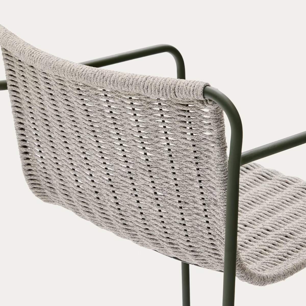 Kave Home Maurina stackable stool in green galvanised steel and green rope cord 74,5cm - Image 13