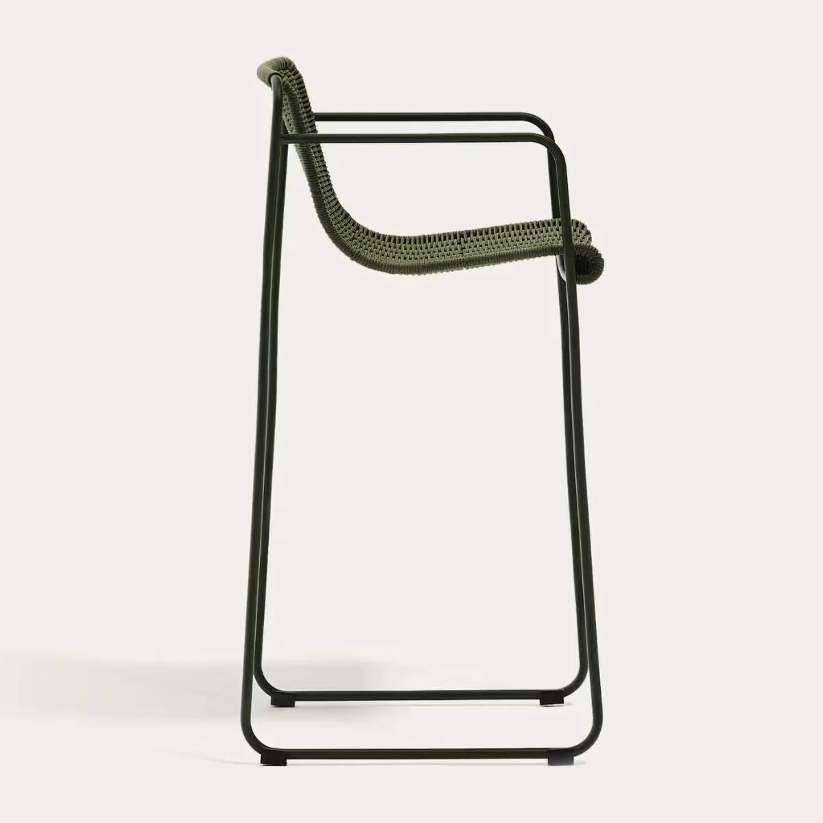 Kave Home Maurina stackable stool in green galvanised steel and green rope cord 74,5cm - Image 3
