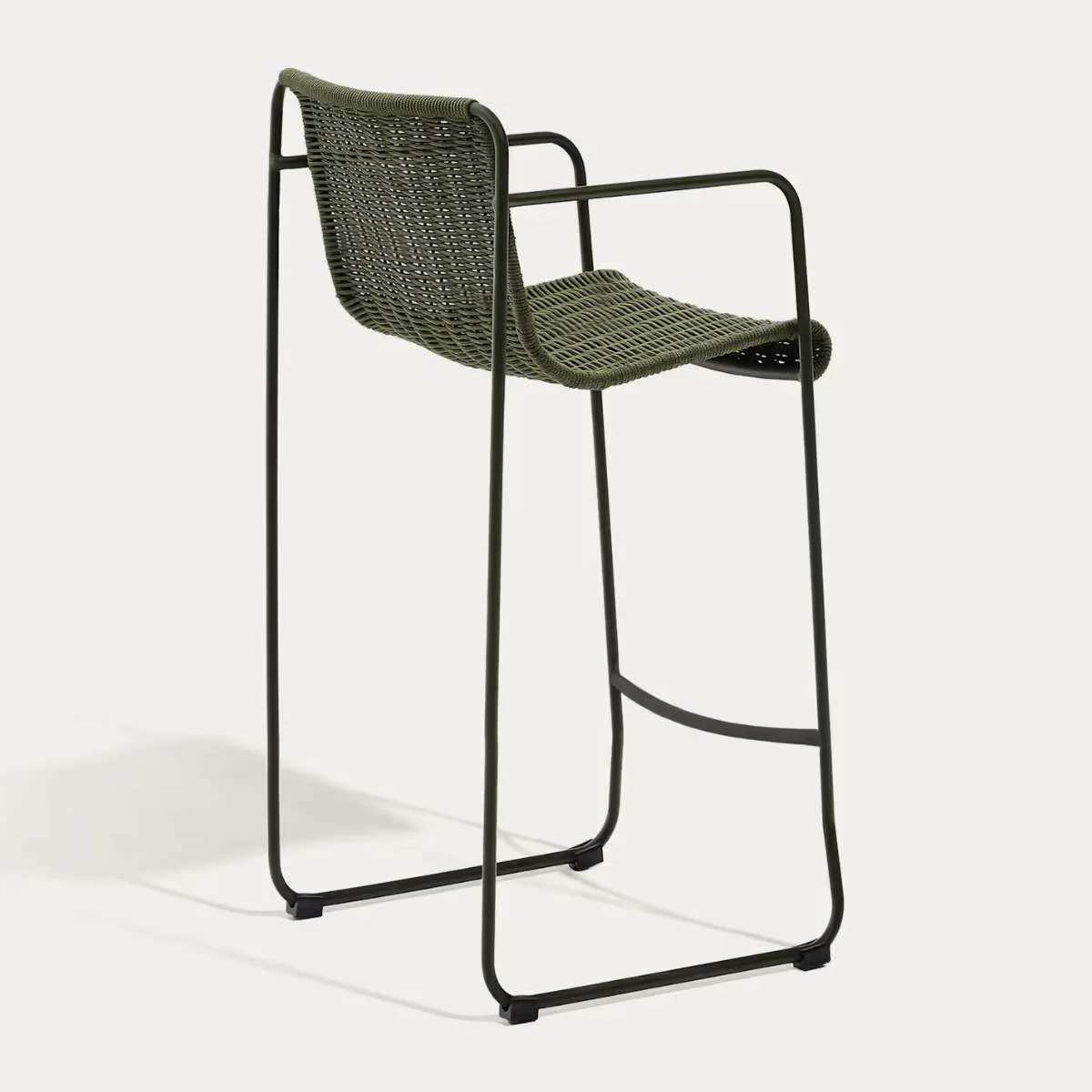 Kave Home Maurina stackable stool in green galvanised steel and green rope cord 74,5cm - Image 4