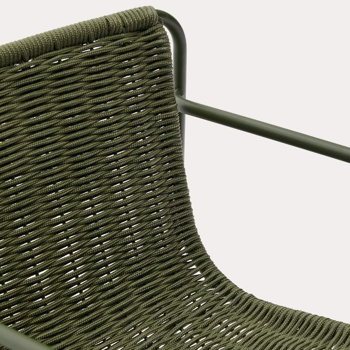 Kave Home Maurina stackable stool in green galvanised steel and green rope cord 74,5cm - Image 9