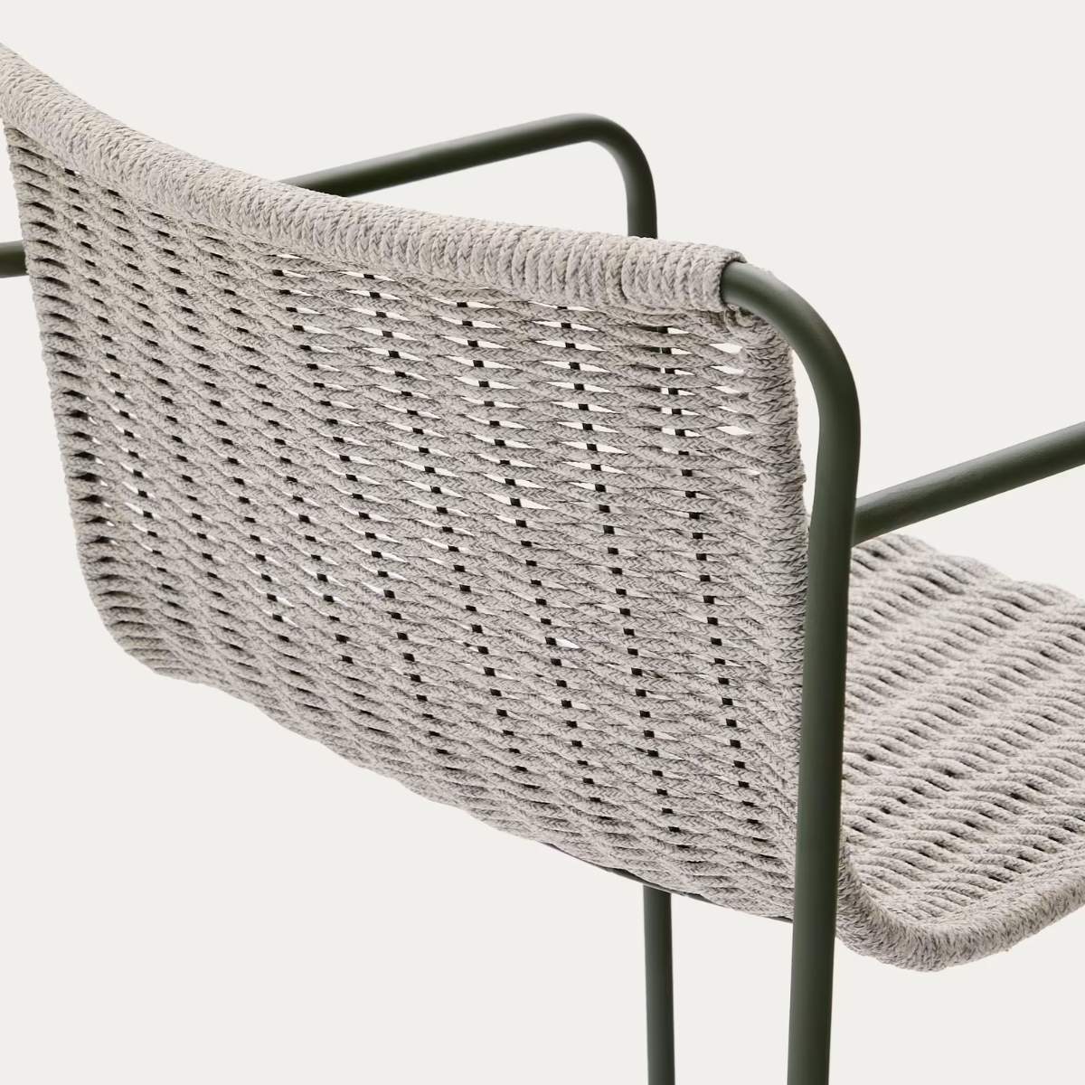 Kave Home Maurina stool in green galvanised steel and green rope cord 64,5cm - Image 15