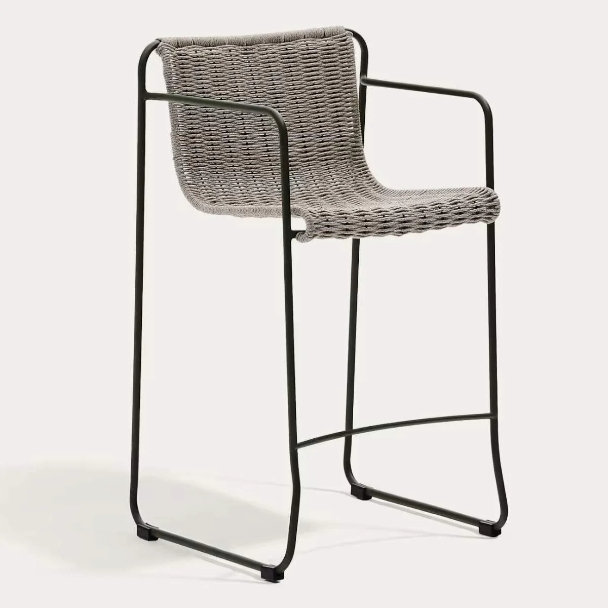 Kave Home Maurina stool in green galvanised steel and green rope cord 64,5cm - Image 2