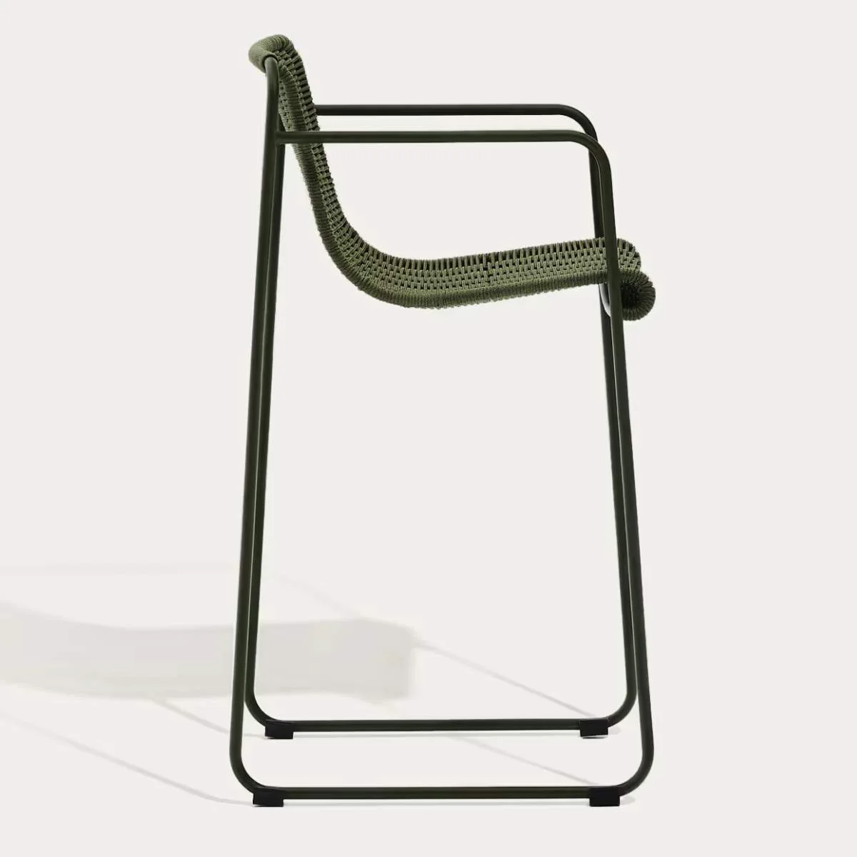 Kave Home Maurina stool in green galvanised steel and green rope cord 64,5cm - Image 3