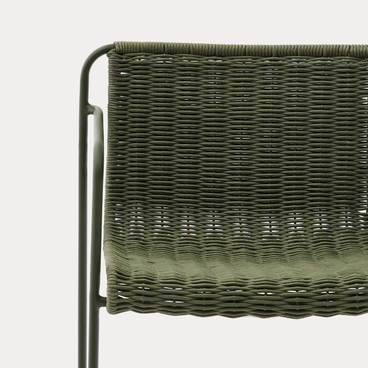 Kave Home Maurina stool in green galvanised steel and green rope cord 64,5cm - Image 6