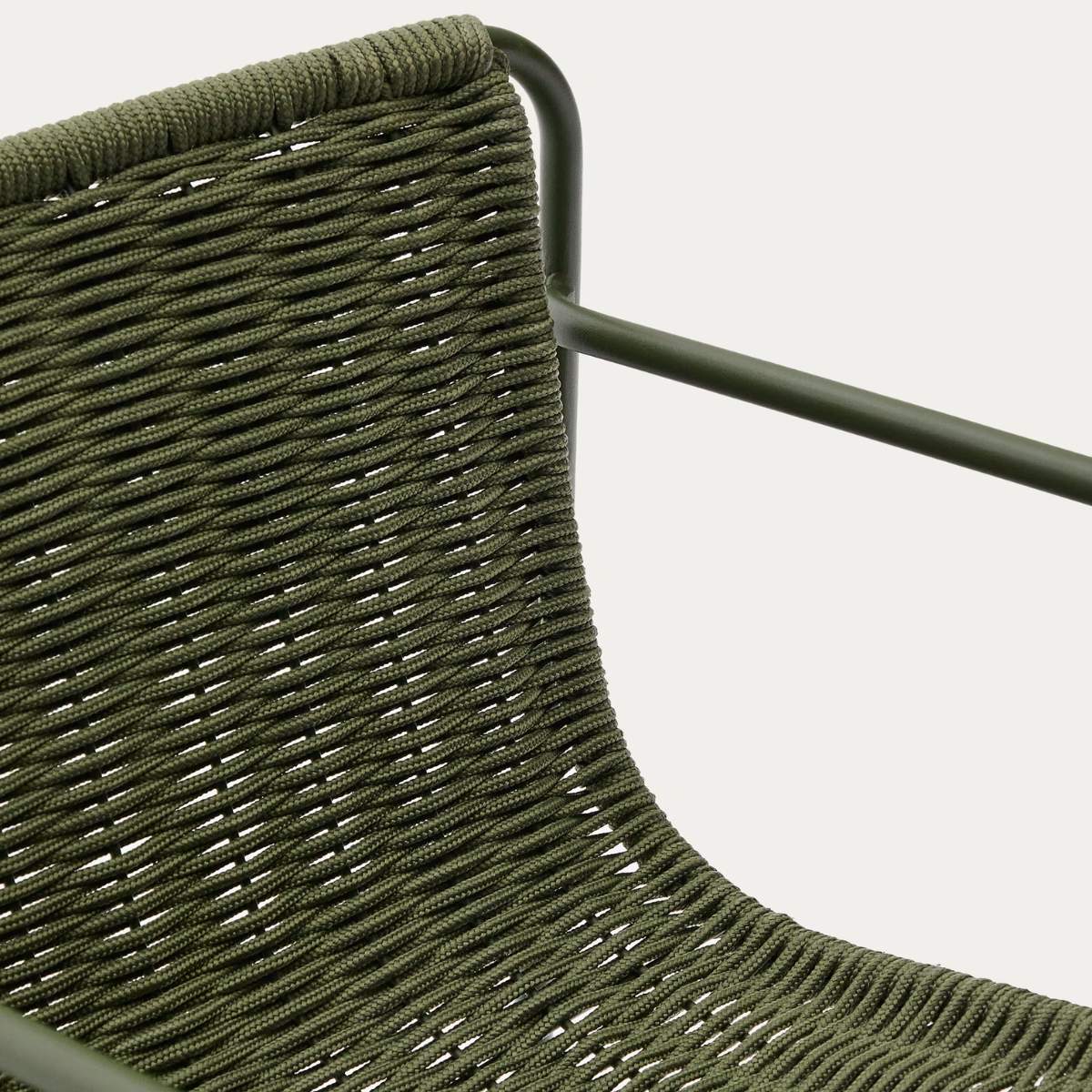 Kave Home Maurina stool in green galvanised steel and green rope cord 64,5cm - Image 9
