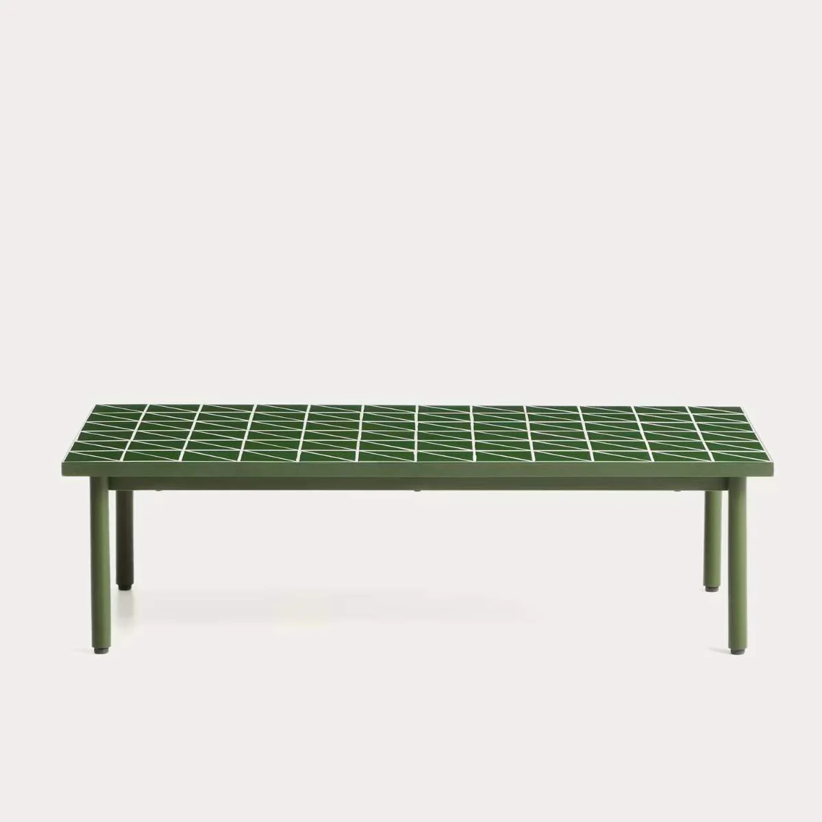 Kave Home Maurina coffee table in green galvanised steel with ecru tiles 122 x 61cm - Image 2