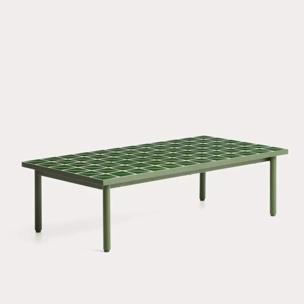 Kave Home Maurina coffee table in green galvanised steel with ecru tiles 122 x 61cm - Image 7