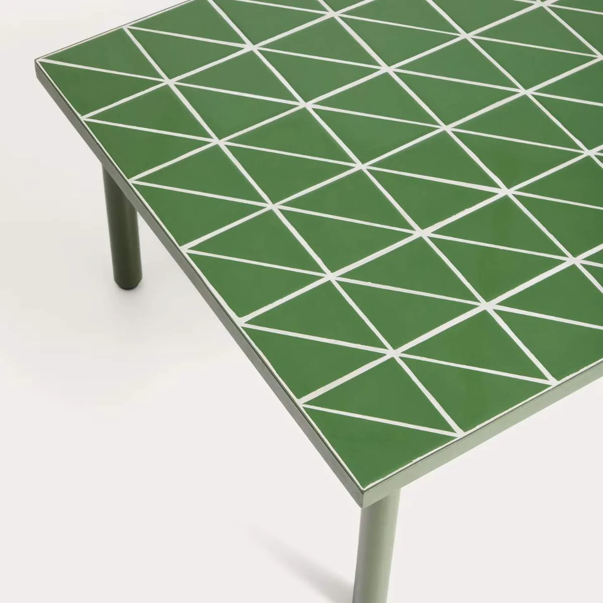 Kave Home Maurina coffee table in green galvanised steel with ecru tiles 122 x 61cm - Image 8