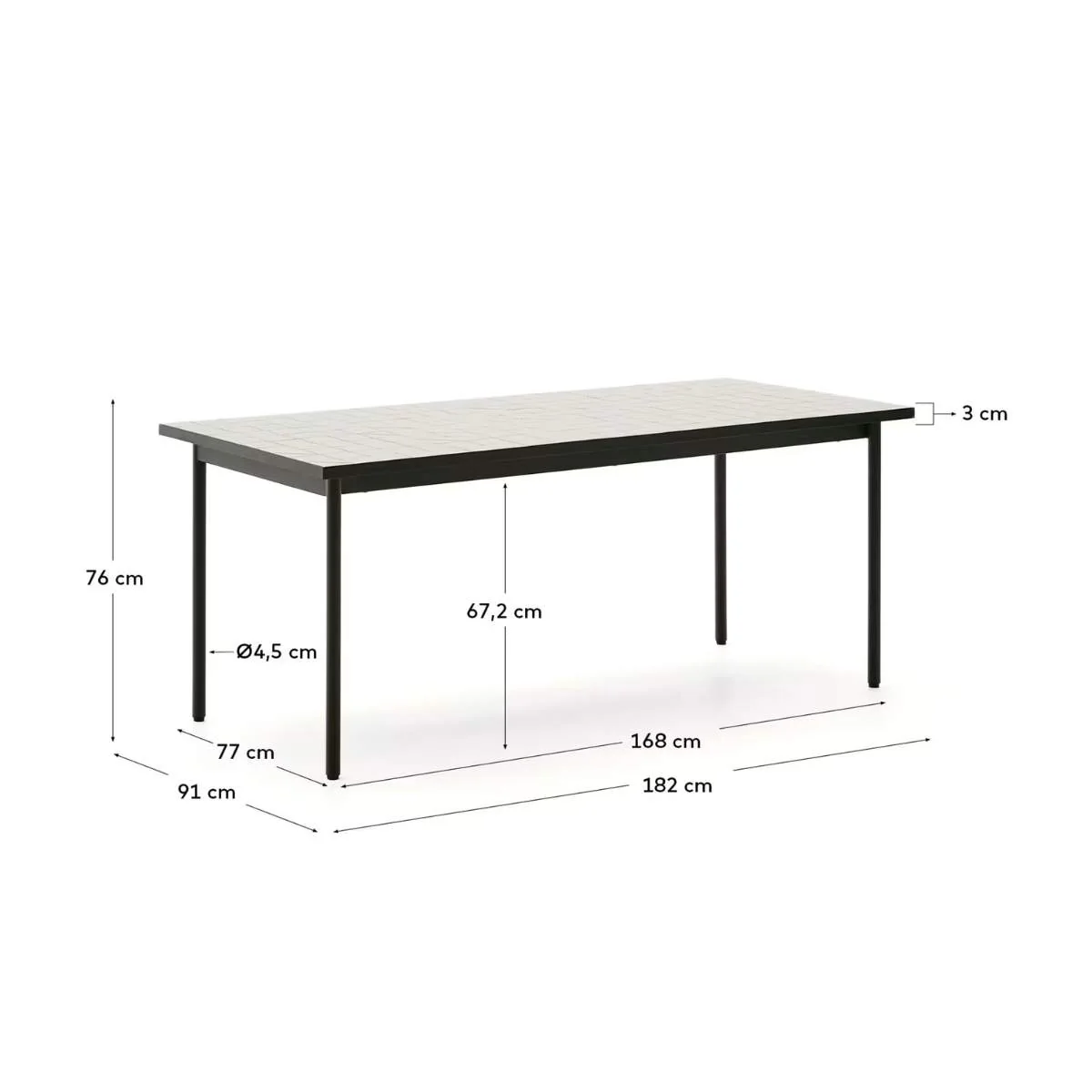 Kave Home Maurina outdoor table in green galvanised steel with green tiles 182 x 91cm - Image 11