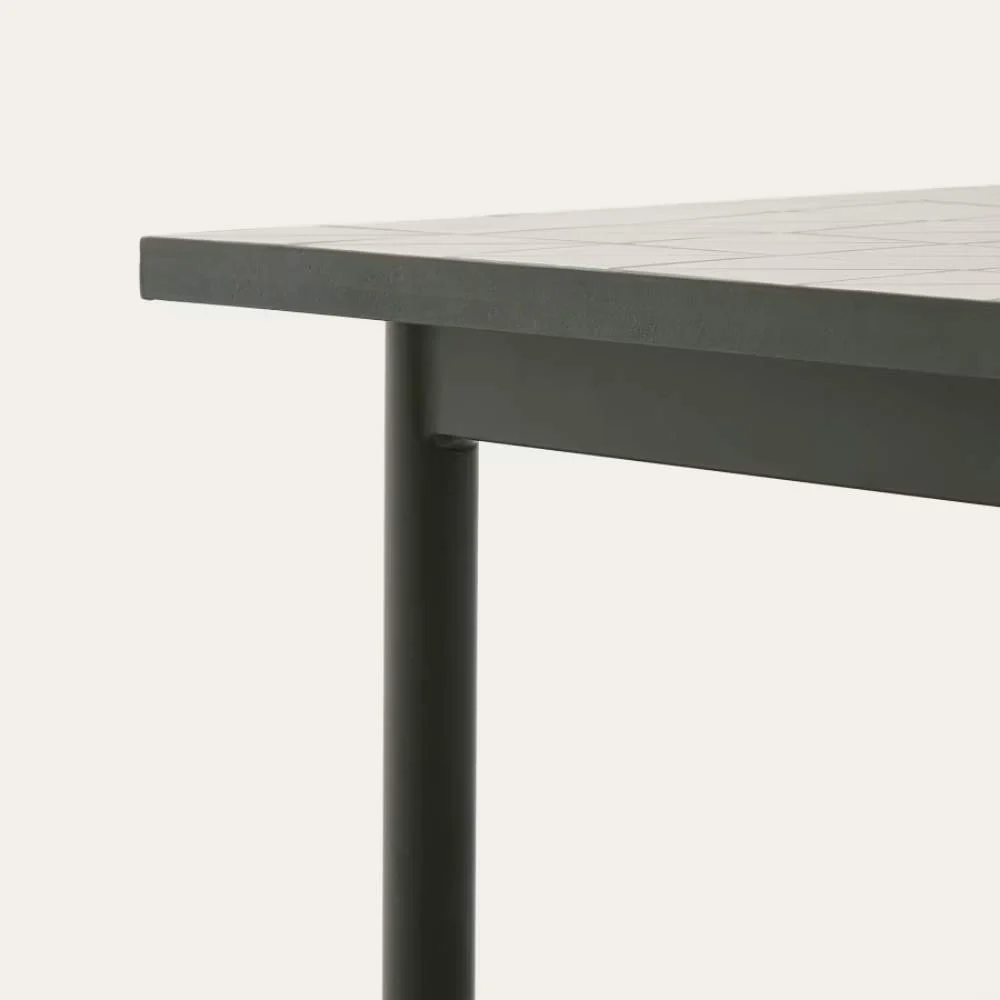 Kave Home Maurina Outdoor Table – Green Galvanized Steel with Ecru Tiles, 223 x 101 cm - Image 3