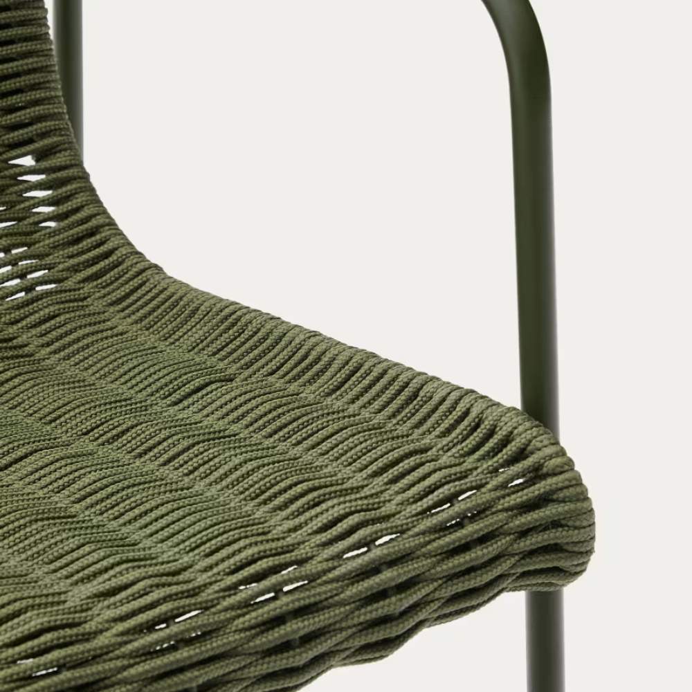 Kave Home Maurina Stackable Stool – Green Galvanised Steel & Rope Cord, 74.5cm - Image 5