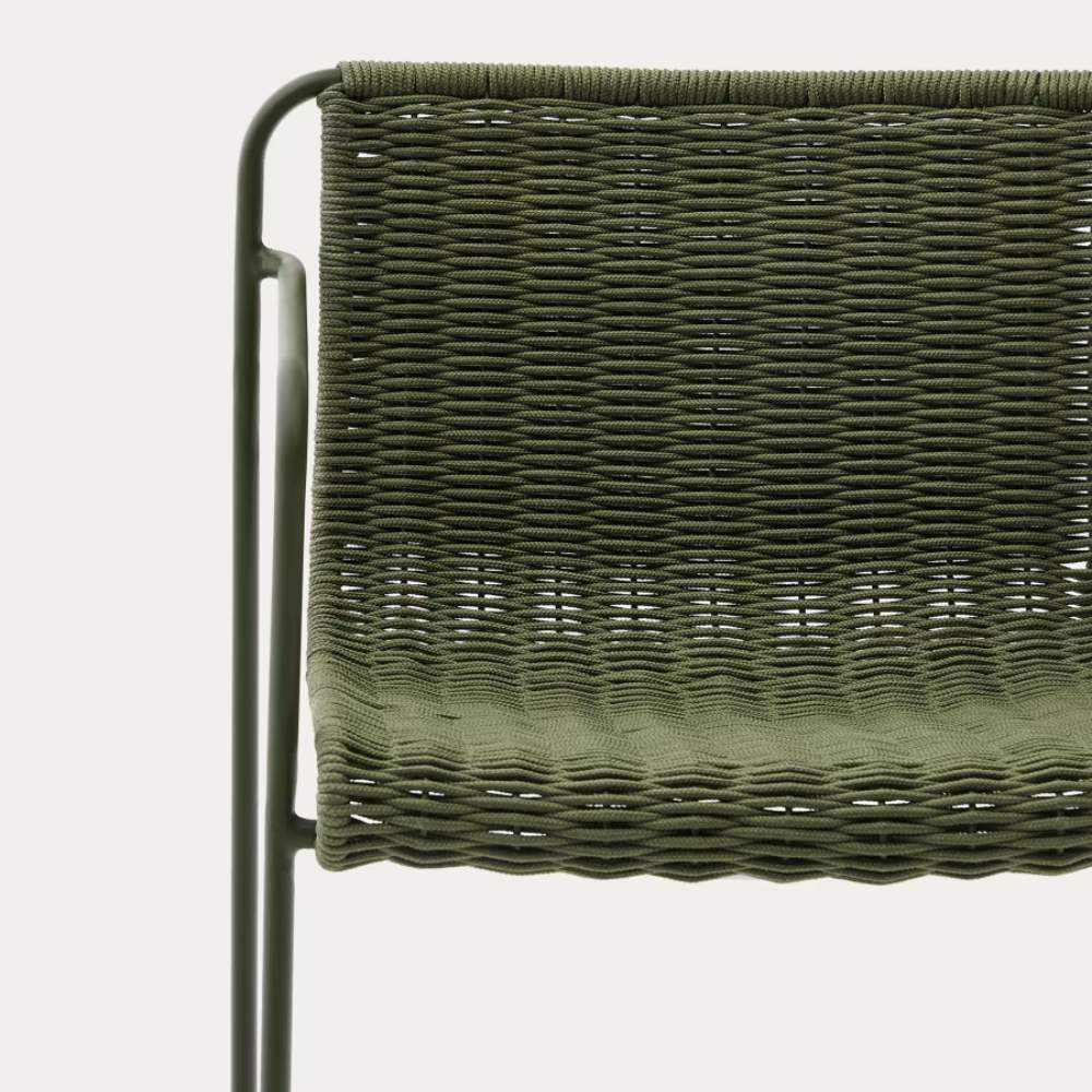 Kave Home Maurina Stackable Stool – Green Galvanised Steel & Rope Cord, 74.5cm - Image 6