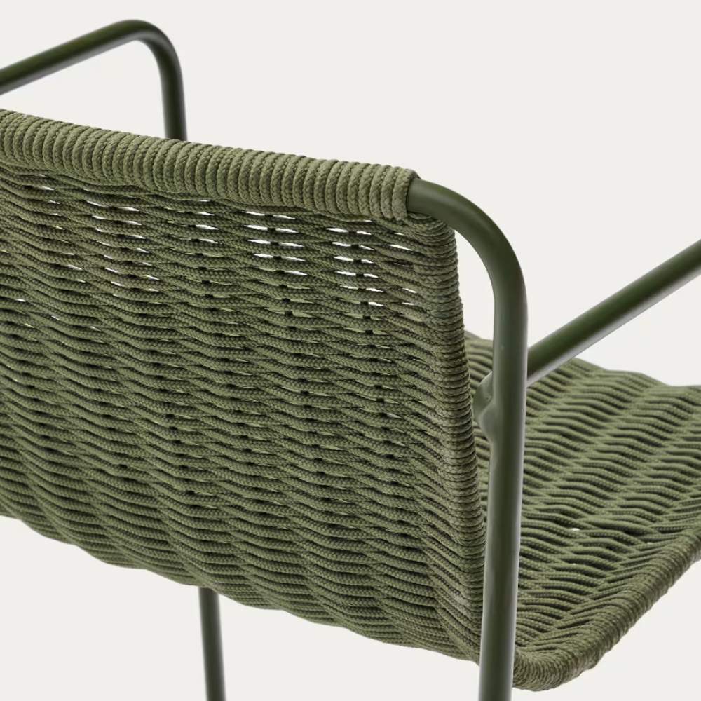 Kave Home Maurina Stackable Stool – Green Galvanised Steel & Rope Cord, 74.5cm - Image 7