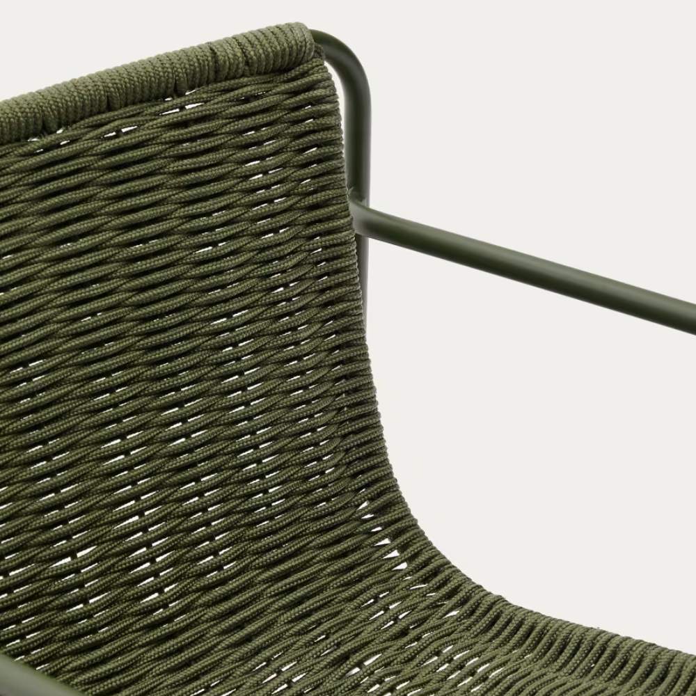 Kave Home Maurina Stackable Stool – Green Galvanised Steel & Rope Cord, 74.5cm - Image 8