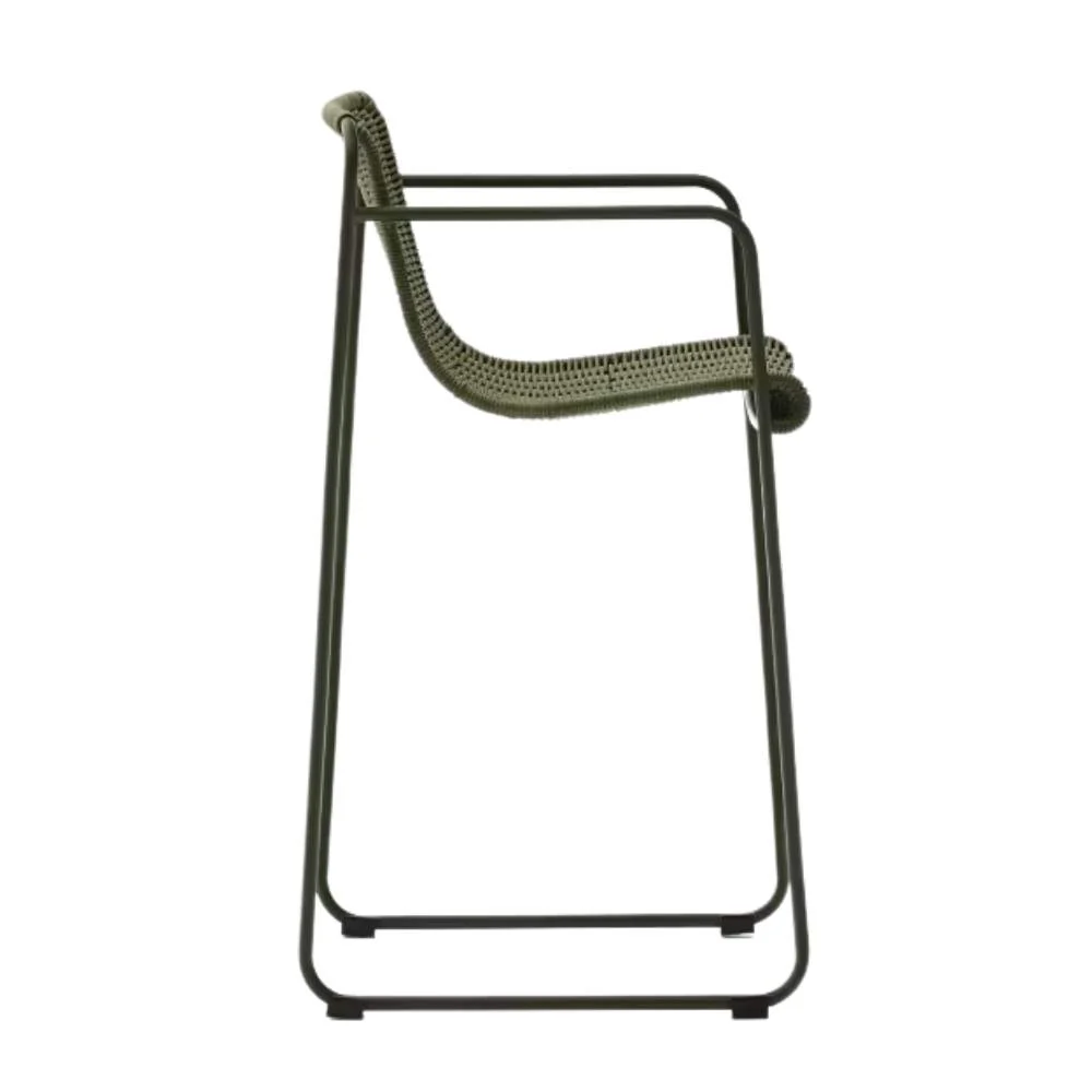 Kave Home Maurina Stool – Green Galvanised Steel & Rope Cord, 64.5cm - Image 3