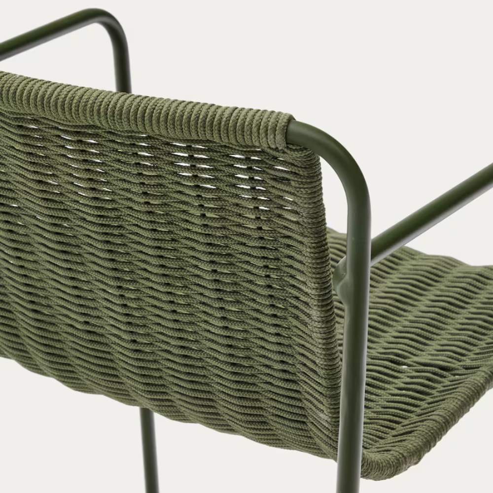 Kave Home Maurina Stool – Green Galvanised Steel & Rope Cord, 64.5cm - Image 5