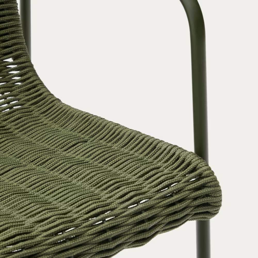 Kave Home Maurina Stool – Green Galvanised Steel & Rope Cord, 64.5cm - Image 6