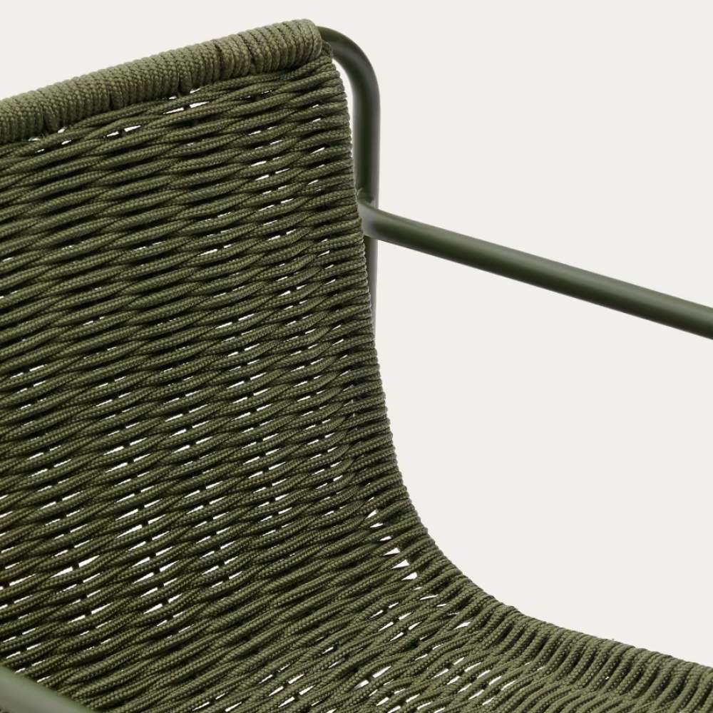 Kave Home Maurina Stool – Green Galvanised Steel & Rope Cord, 64.5cm - Image 7