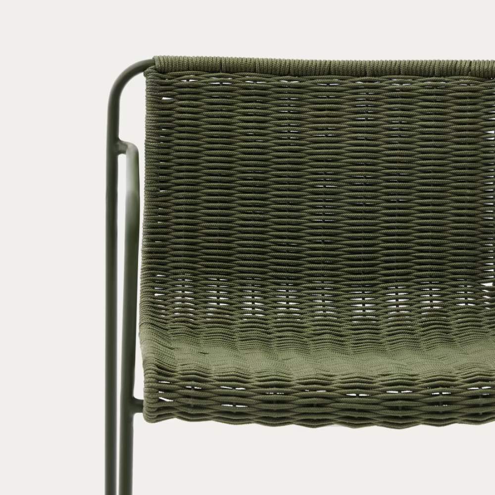 Kave Home Maurina Stool – Green Galvanised Steel & Rope Cord, 64.5cm - Image 8
